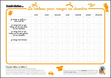 Astuce pour les parents : le tableau pour ranger sa chambre